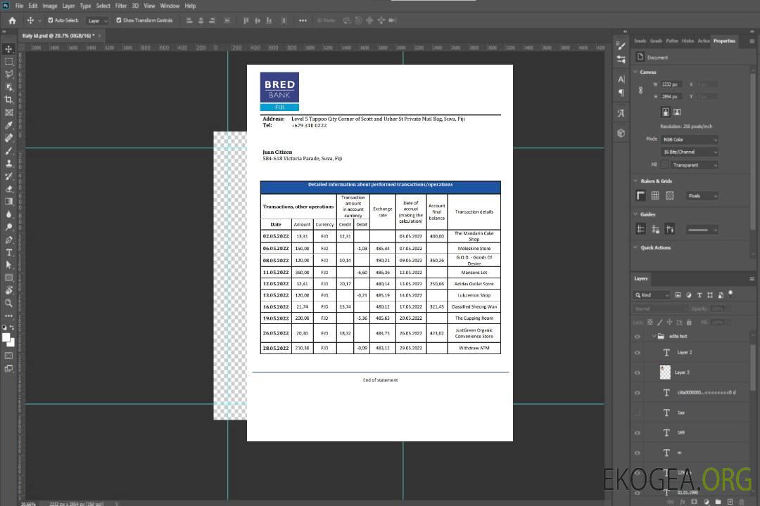 Relevé de la Fiji Bred Bank template Relevé de la Fiji Bred Bank template